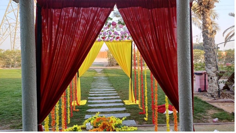 Mehndi event entrance decor