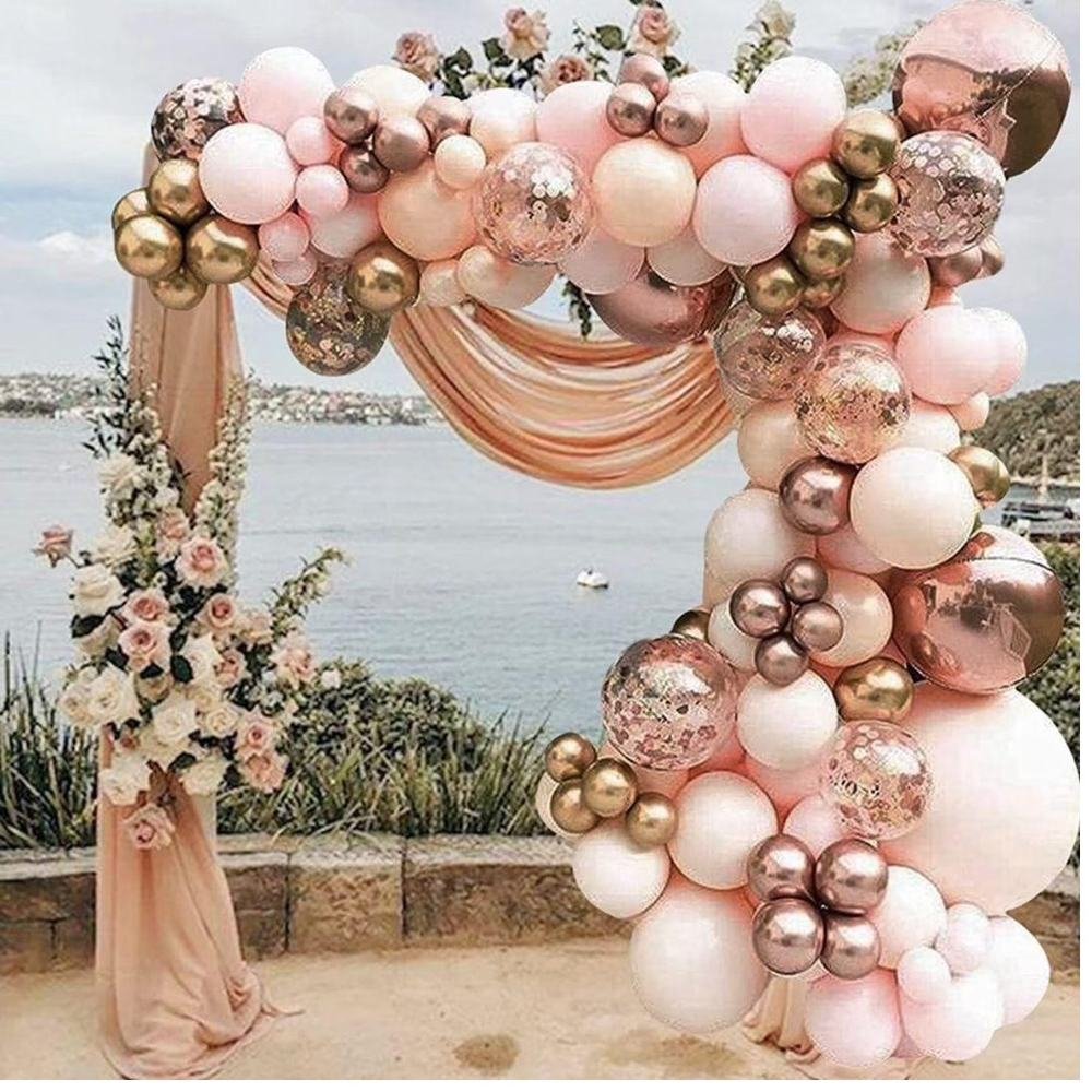 Rose gold balloon arch