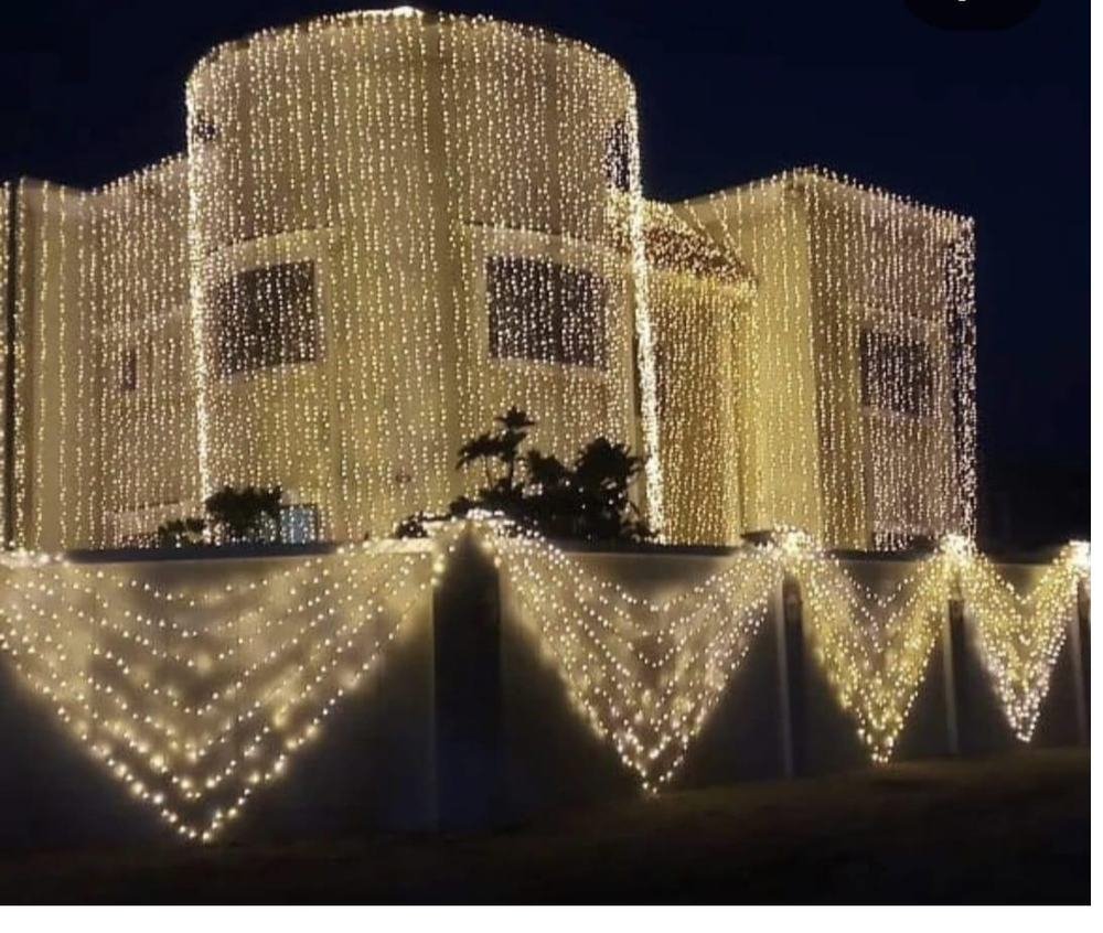 Villa facade lighting decoration at night